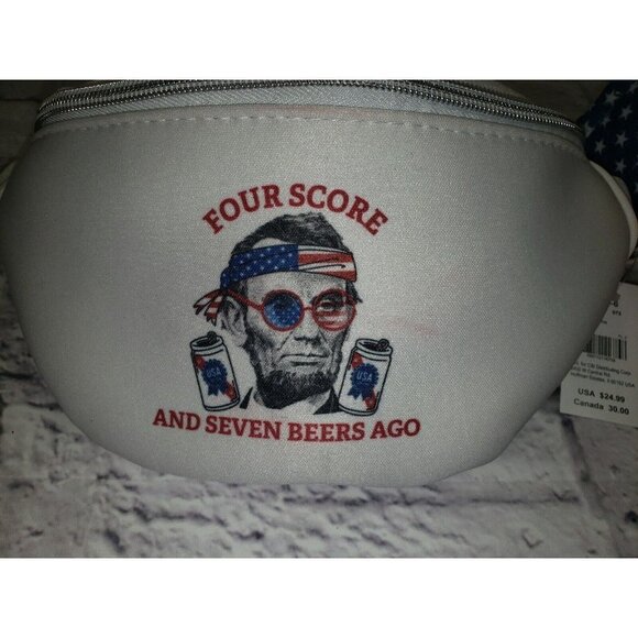 Lincoln Four Score White Graphic Fanny Pack & Beer Koozie - Picture 2 of 5